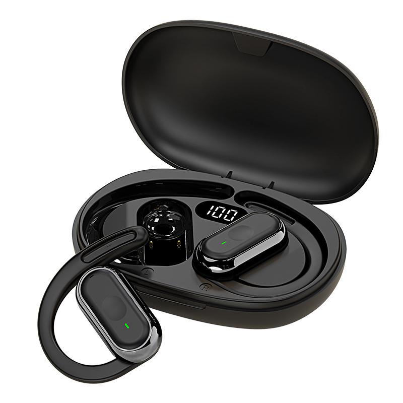 Bluetooth 5.4-Kopfhörer, IPX7-wasserdichte kabellose Kopfhörer mit ENC-Mikrofon mit Geräuschunterdrückung, tiefem Bass für Sport, Workout und Fitnessstudio schwarz
