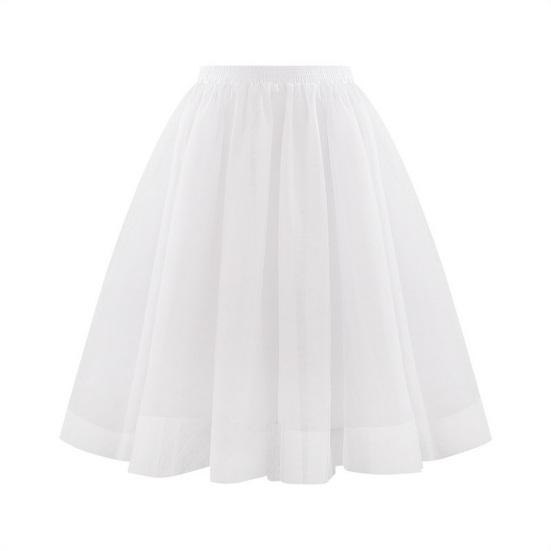 Damen Retro Ballettrock Elastischer Hoher Taille 3-Lagen Tüll Petticoat Tanzrock Karneval Cosplay Tutu Rock M weiß