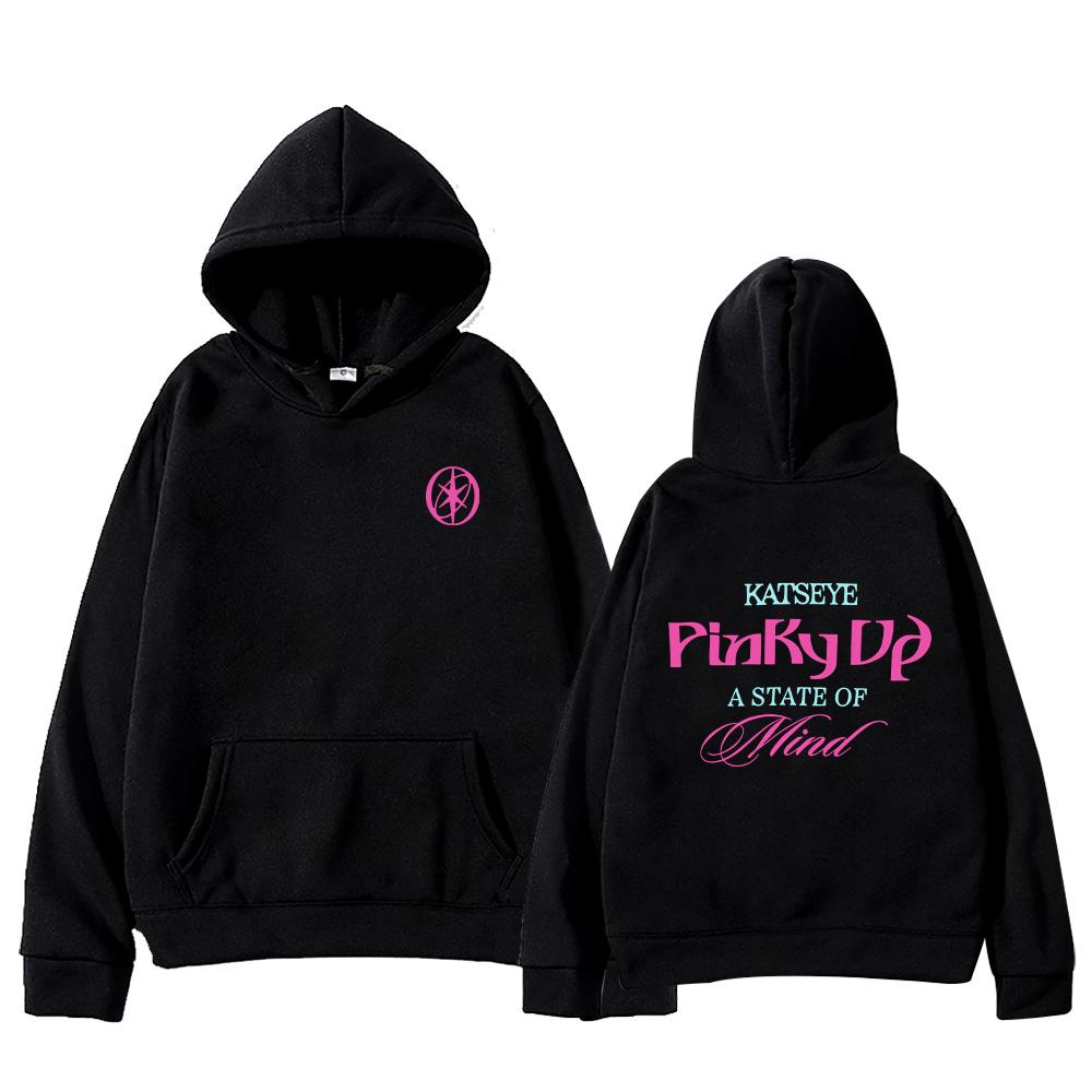 Katseye PINKY UP Kpop Print Hoodies Trendig Herren Damen Y2k Kapuzenpullover Sweatshirt Fleece Übergroß Trainingsanzug Streetwear Fans Geschenke Oberteile Jacken Anime Hoodie L schwarz