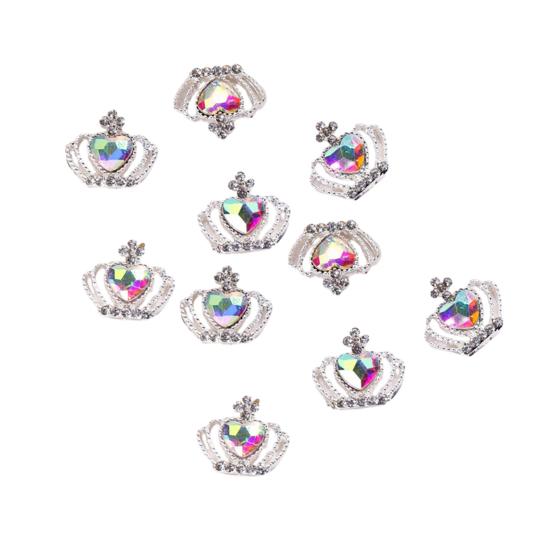 Herz Nagel Strass Multicolor Legierung Krone Nagel Charms Schmuck Zubehör Telefon Fall Ornamente DIY I