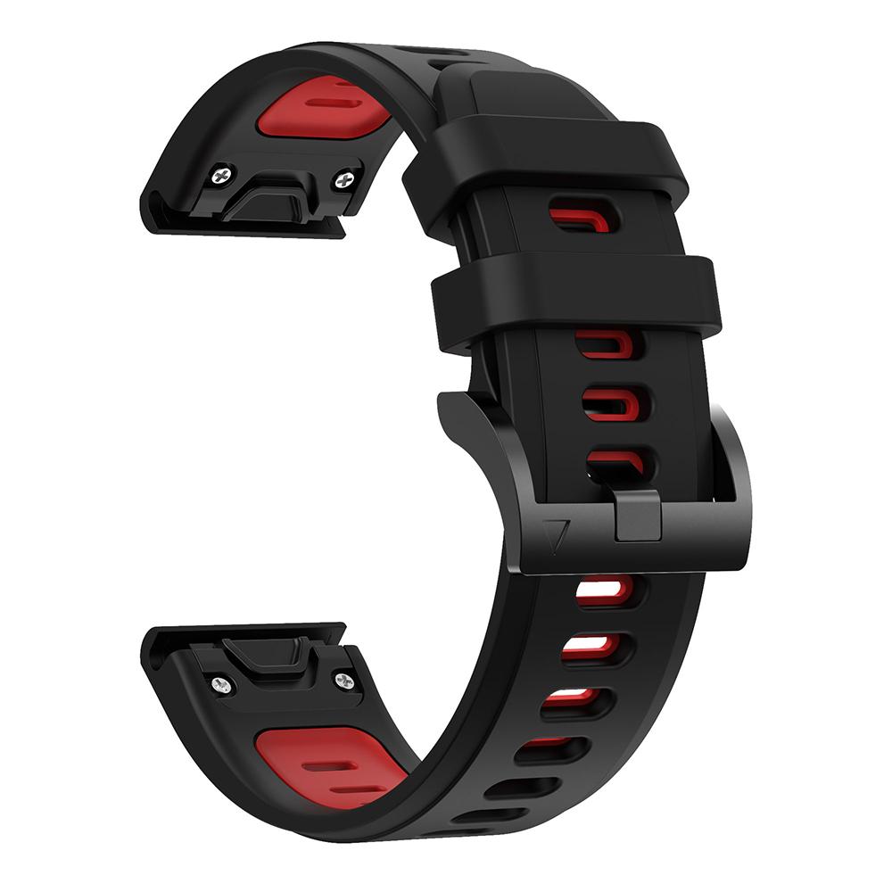 22mm 26mm Silikonarmband für Garmin Fenix 7 7X 6 6X 5 5X Quick Fit Armband für Garmin Fenix 3/3 HR/3 Sapphire Smart Watch Band 26mm (For Fenix 7X 6X 5X) rot/schwarz