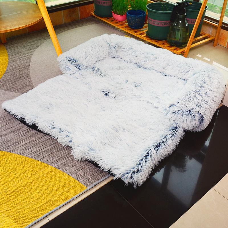 Plüsch Winter Warm Großes Hundekissen Haustier-Sofa Mittelgroßes und Großes Hundekissen Hundehütte Hundebett Haustier-Teppich M white