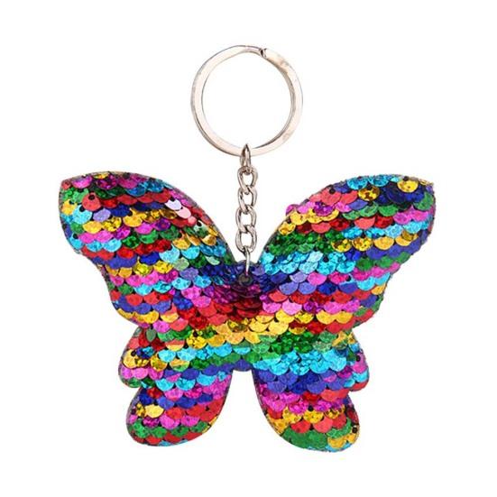 Funkelnde Pailletten Schmetterling Anhänger Schlüsselanhänger Auto Schlüsselanhänger Halter hängende Dekoration bunt