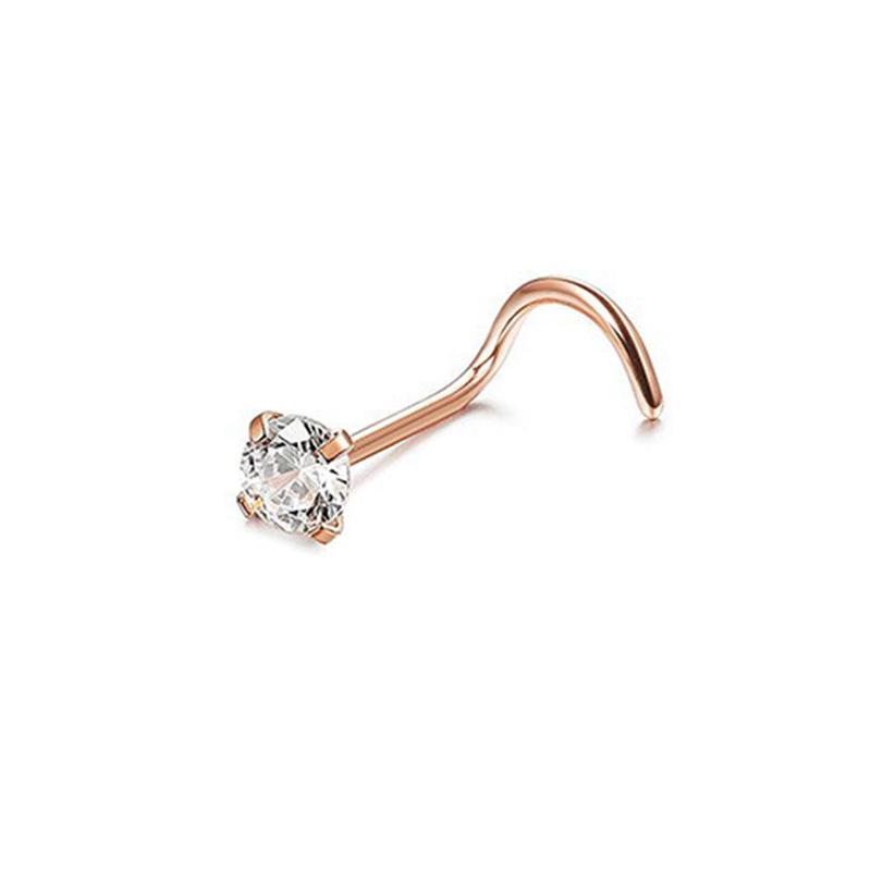 1 Stück Edelstahl Kristall Piercing Nasenring Nasennagel Ring Körperschmuck Geschenk rose gold