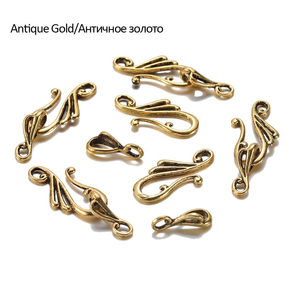 10 sätze/los Antike Gold Blume Musical Note Form Schmuck Verschlüsse Haken Für Halskette Schmuck Finden Zubehör