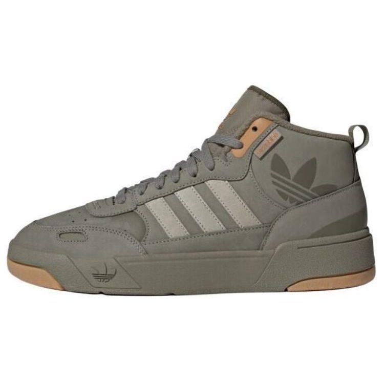 Adidas Originals Post Up Synthetikleder Wildleder Vielseitig Bequem Stoßdämpfend Langlebig Mid-Top Sneakers Unisex-Sneakers Olivgrün IG9131 38⅔