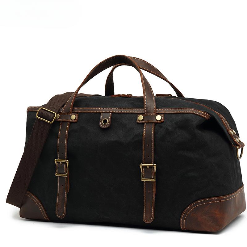 Handgepäck-Reisetasche Europa und die Vereinigten Staaten Retro Wasserdichte Canvas-Reisetasche Duffle Bag Sport-Aufbewahrungstasche schwarz