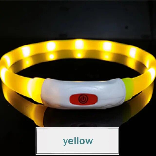 LED-Hundehalsband mit Licht, wiederaufladbar über USB, leuchtendes Halsband, Anti-Verlust/Autounfall, Sicherheit, Welpenhalsband, LED-Hundezubehör, Heimtierprodukte S gelb
