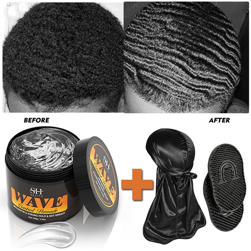360 Wavy Frizz Control Gel Sevich Starker Halt Pflegende Kopfhaut-Wellencreme Natürliche Anti-Haarausfall-Ton-Haarpomade für afrikanische schwarze Männer