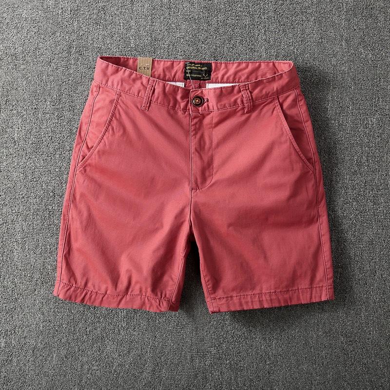 Freizeitshorts aus Baumwolle für Herren: Lockere Passform, einfarbig, vielseitige Arbeitskleidung, Dreiviertel-Sommerstil XXXL rot