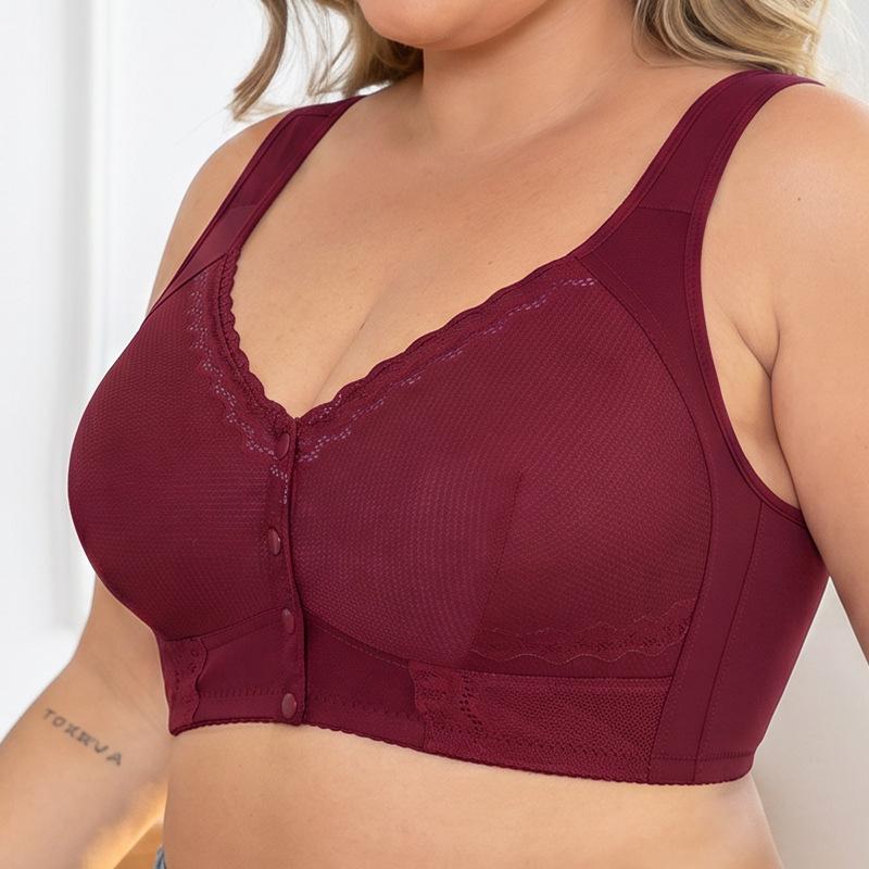 1XL-7XL BH mit Frontverschluss, Grenzüberschreitende Europäische und Amerikanische Größen, Übergrößen-BH für Große Brüste 5XL(120-135kg) wein rot