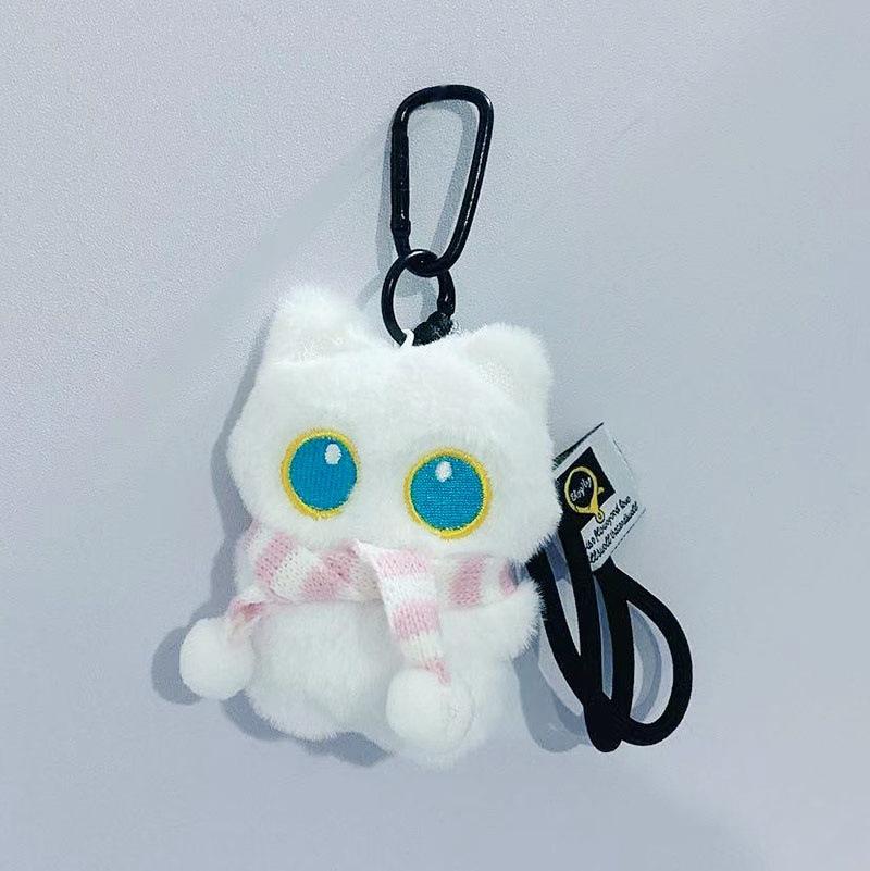 Kawaii Schwarze Katze Plüsch Schlüsselanhänger Puppen Anhänger Kuscheliges Kätzchen Schlüsselanhänger Ins Schlüsselanhänger für Jungen Mädchen Niedlich Geburtstag Spielzeug Geschenk white