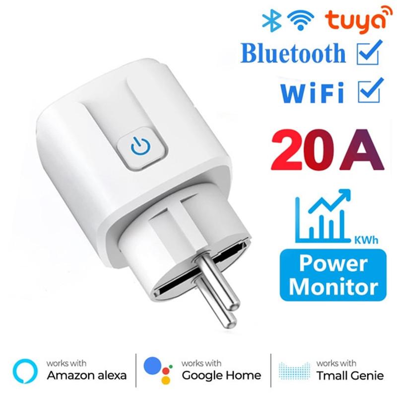 16A 20A EU Smart Steckdose WiFi Smart Steckdosen Überwachung Timing Funktion Sprachsteuerung Funktioniert mit Tuya APP Alexa Google Home