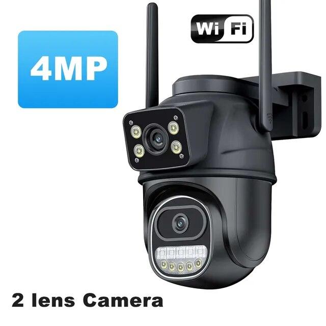 Neu 12MP 6K WiFi IP Kamera Outdoor Drei Objektiv Dual Bildschirme 8X Zoom CCTV PTZ Video Cam Auto Tracking Sicherheit schutz Überwachung 4MP Camera