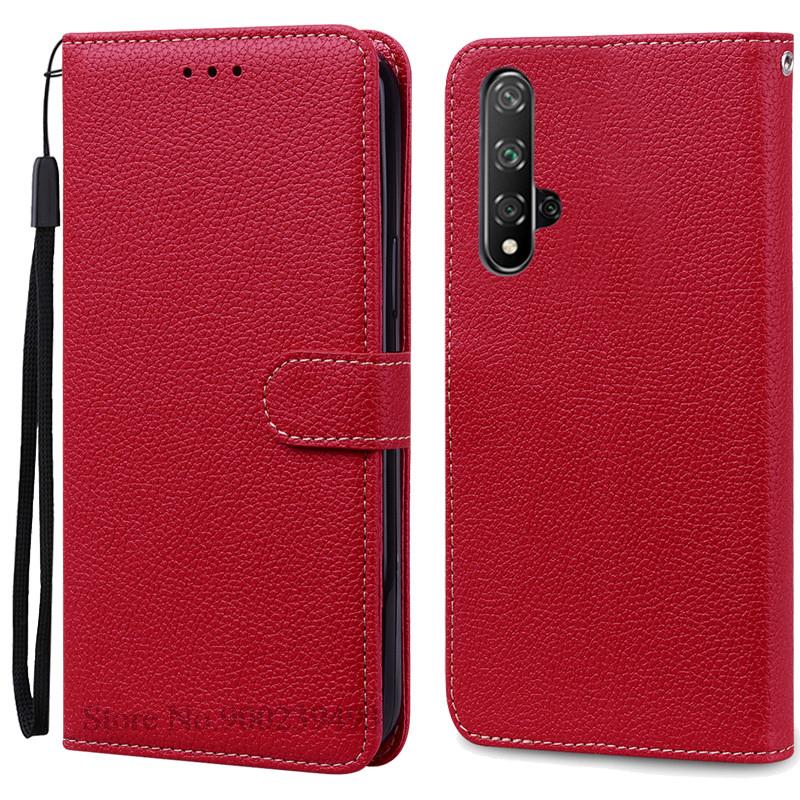 Nova 5T Hülle Für Huawei Nova 5T Hülle Brieftasche Flip Cover Für Huawei Nova 5t Nova5t YAL-L21 YAL-L61 YAL-L71 Handyhülle Fundas For Huawei Nova 5T dunkelrote