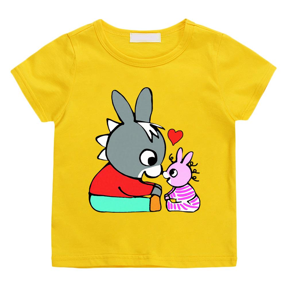 Lane Trotro 100% Baumwolle Cartoon T-Shirts Kinder Jungen Mädchen Kurzarm Atmungsaktiv Kawaii Kinder Hohe Qualität O-Ausschnitt T-Shirts Anime T-Shirts 140 gelb