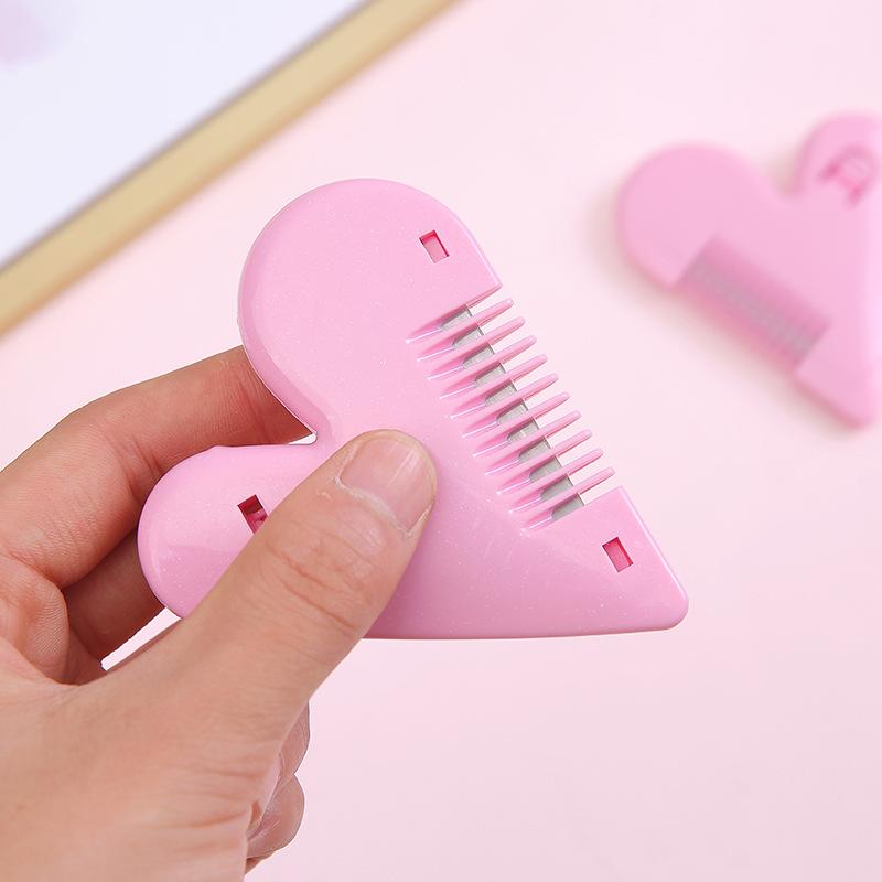 Herz Form Haar Schneiden Trimmer Barber Kamm Pony Haar Entferner Hause Mini Make-Up Werkzeuge Für Ausdünnung Schönheit Haar Schneiden Zubehör 1pc rosa