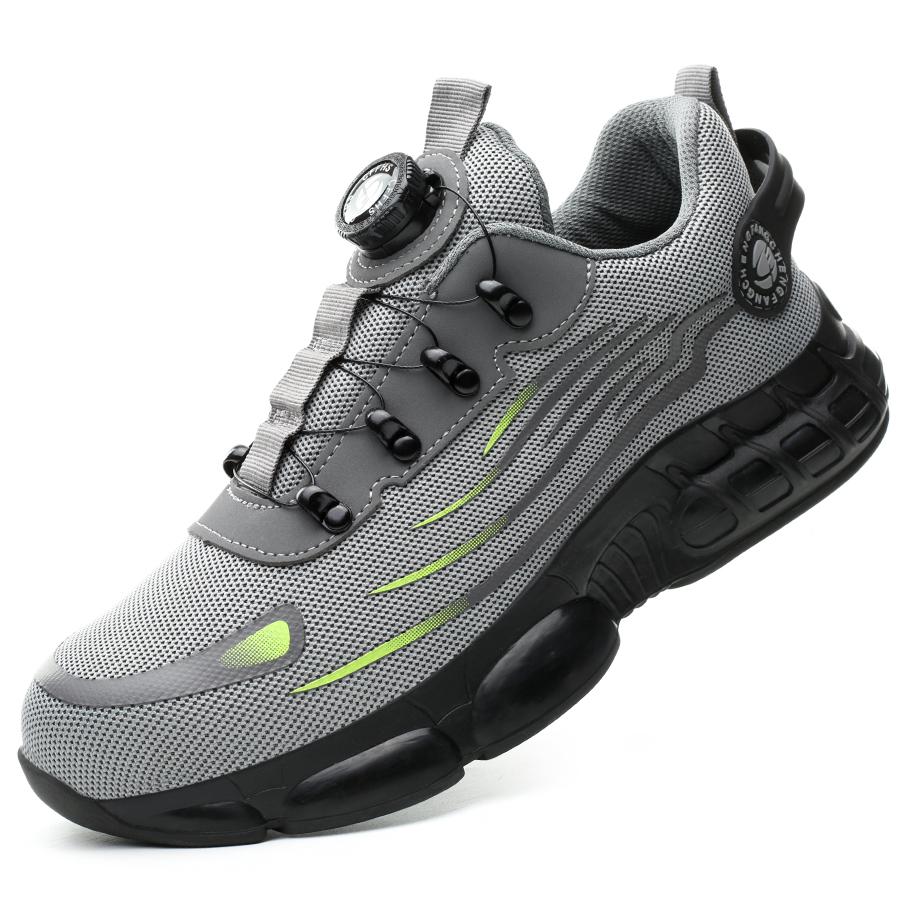 Drehknopf Sicherheitsschuhe Herren Stahlkappe Sneaker Atmungsaktive Arbeitsschuhe Sneaker Unzerstörbare Schuhe Sicherheitsstiefel 47 grau
