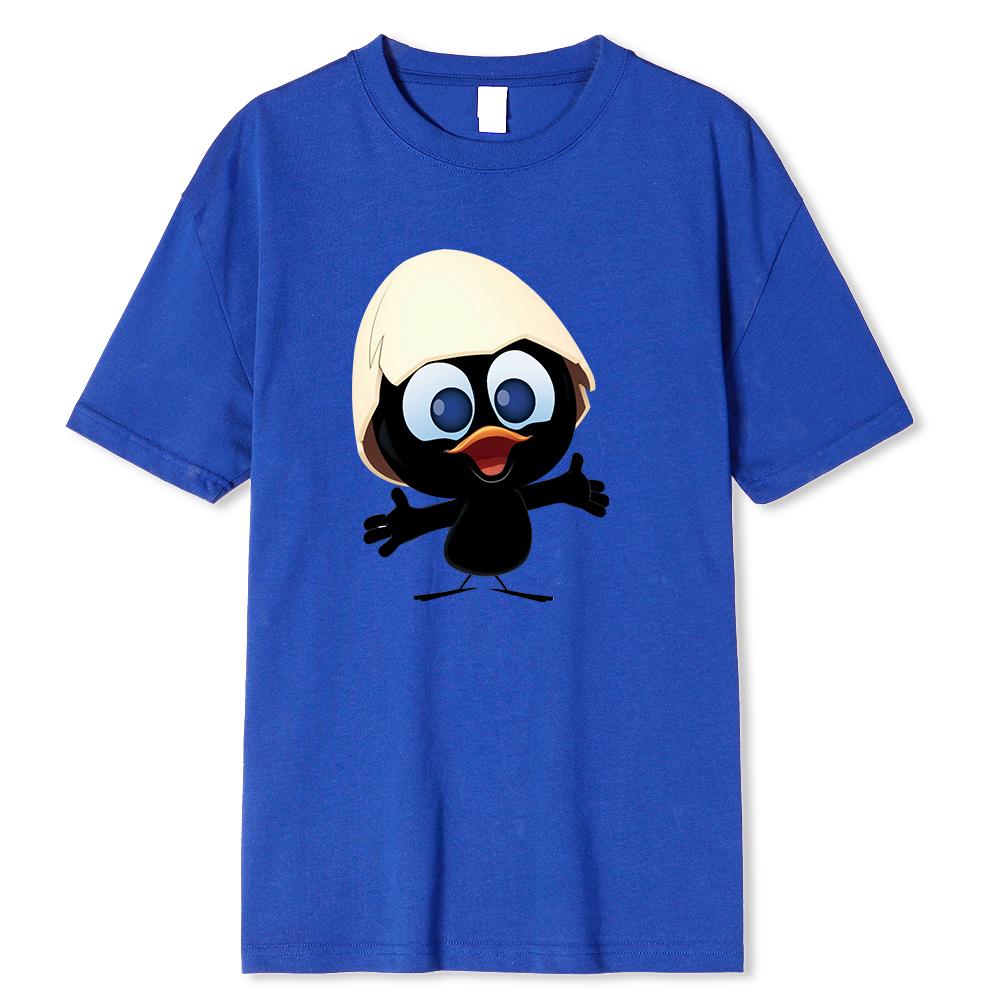 Baumwolle Sonnenlicht T-Shirt Große Größe Männer Calimero Cartoon-Muster Männer T-Shirt Gemalt Lustiges T-Shirt Männer T-Shirt L