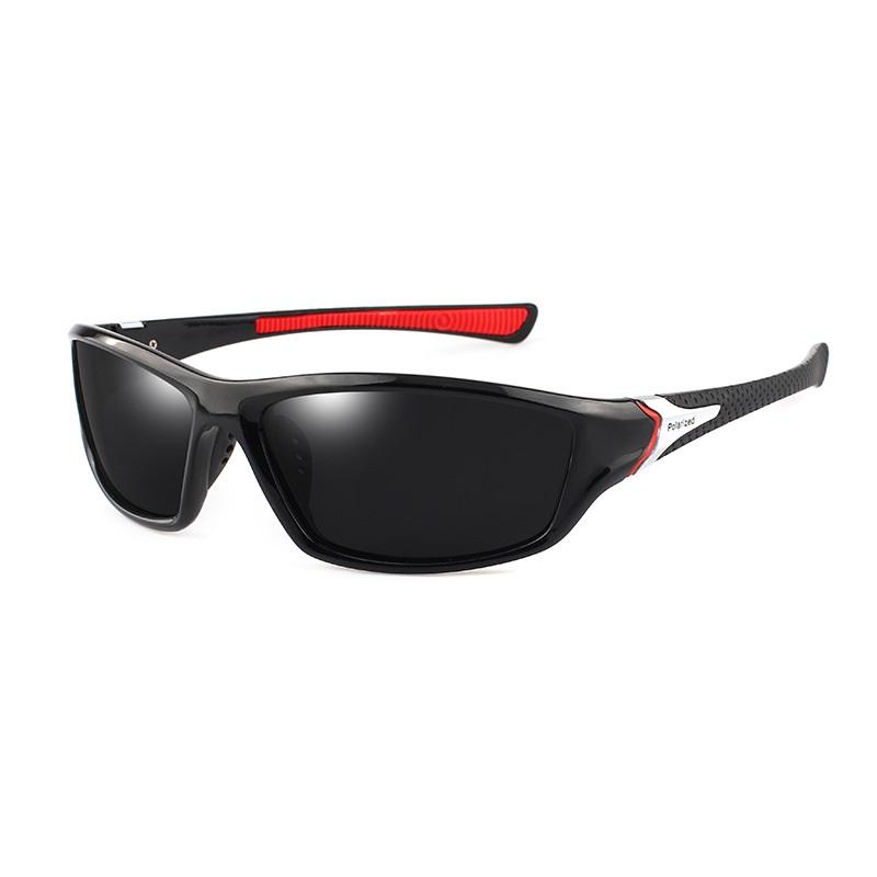 Klassisches Design Herren-Sport-Sonnenbrille, blendfreie polarisierte Sonnenbrille, UV400-Schutz, Reiten, Radfahren, Fahren rot/schwarz