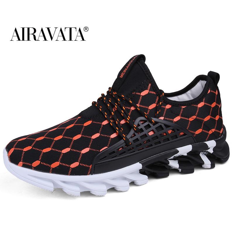 Herrenmode bedruckte Sport-Laufschuhe, atmungsaktive Outdoor-Freizeitschuhe, Übergröße 39–47 41 orange/schwarz