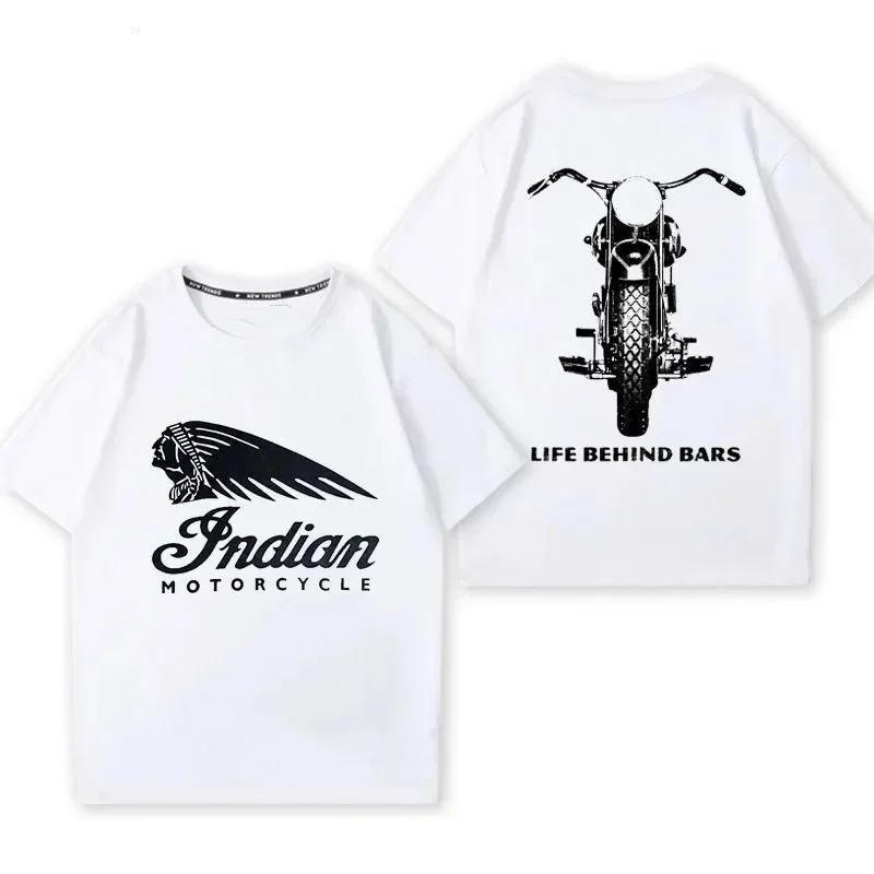 2024 männer T Shirt Casual Indians Motorrad T-shirt Grafik Übergroßen Motorrad Biker Cafe Racer Chopper Vintage Streetwear S-4XL XXXXXL braun