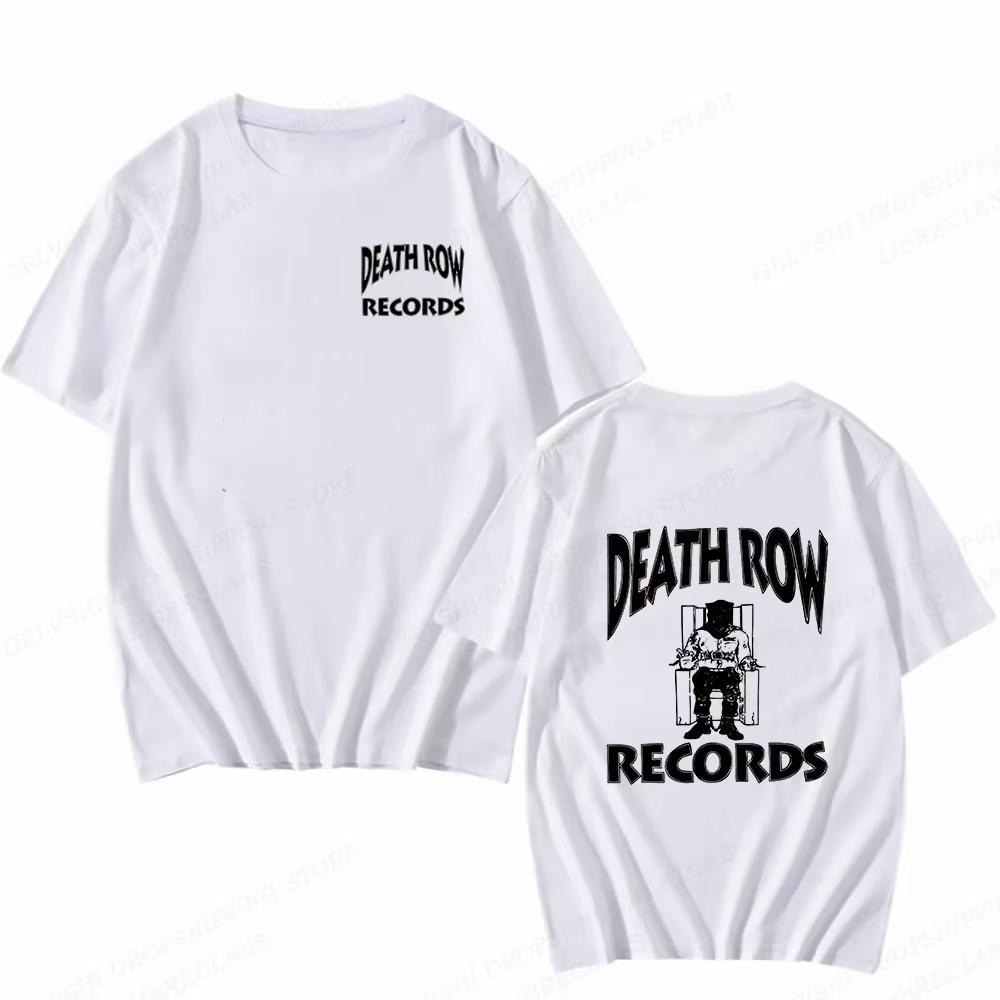 Death Row Records T-Shirt Unisex Mode T-Shirts Baumwoll-T-Shirts Hip Hop Tops T-Shirts Unisex T-Shirts Sommer Camisetas Oversize Lässig M white