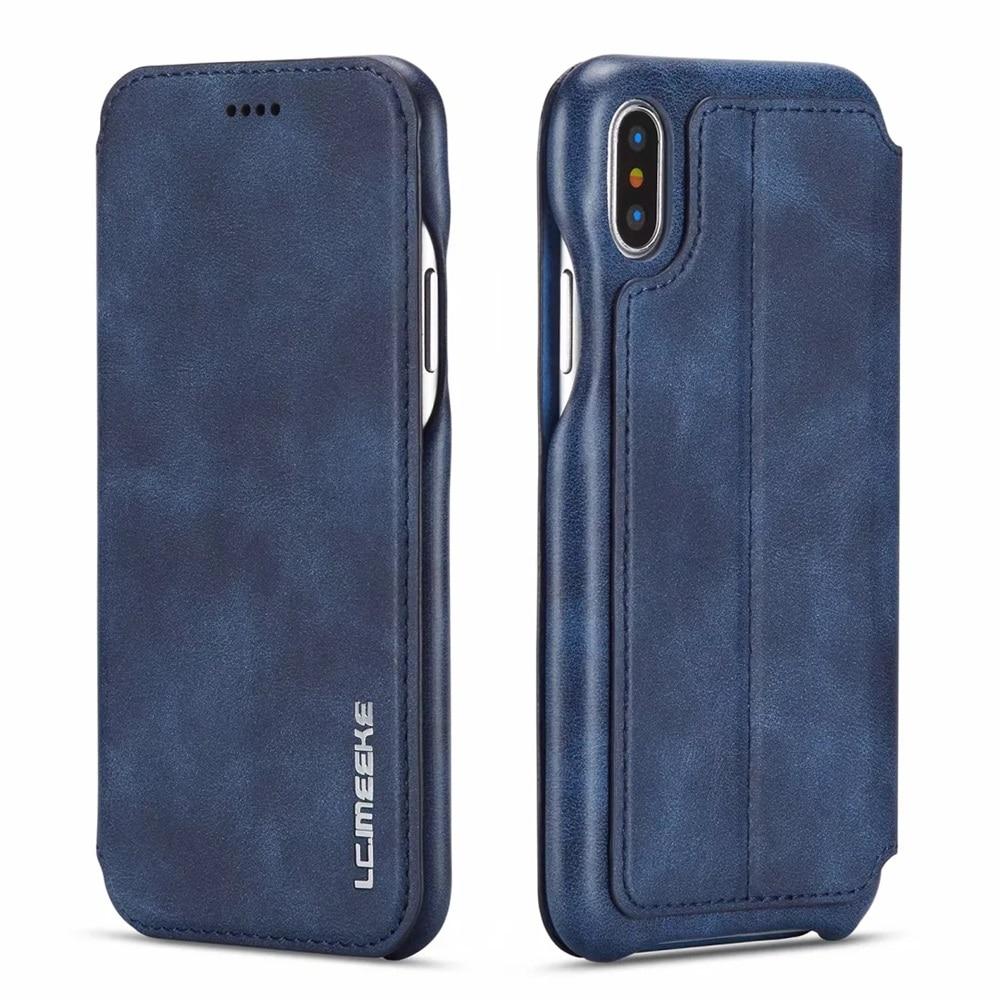 Luxuriöse ultradünne Lederhülle Flip Cover für Samsung S21 S20 Ultra S22 S10 S9 S8 plus A12 A32 A52 A71 A51 A70 A50 A20e/iPhone 14 12 11 Pro X XR max For Samsung A50 blau
