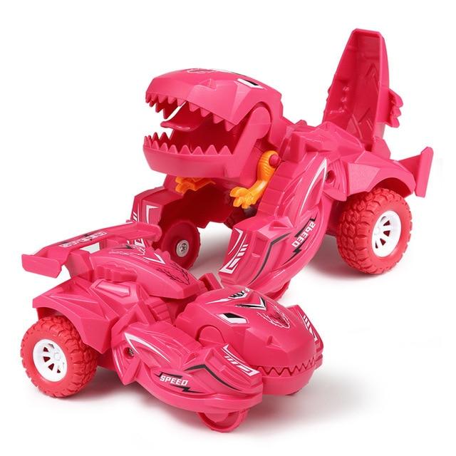Neues transformierendes Dinosaurier-Auto, Verformungsauto, Spielzeug, Trägheitsschiebe-Dino-Auto, automatische Transformation, Spielzeug für Jungen, erstaunliche Geschenke, Kinderspielzeug rot