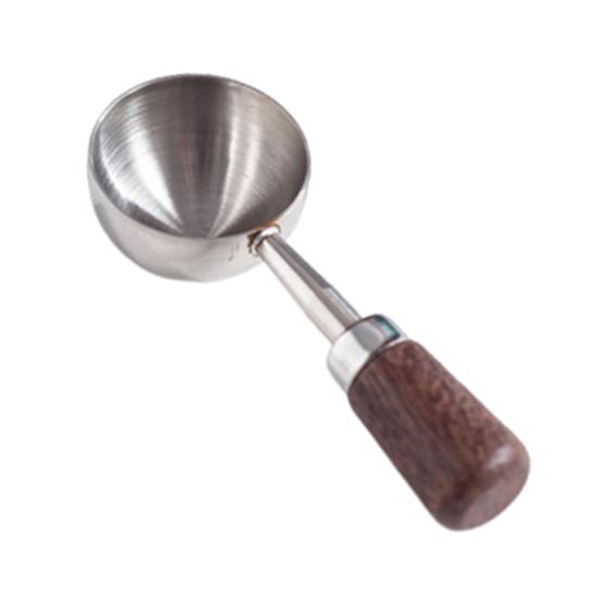 Kaffee-Messlöffel mit Holzgriff, lebensmittelecht, BPA-frei, hochwertiger Kaffee- und Teelöffel, Küchenzubehör S silber