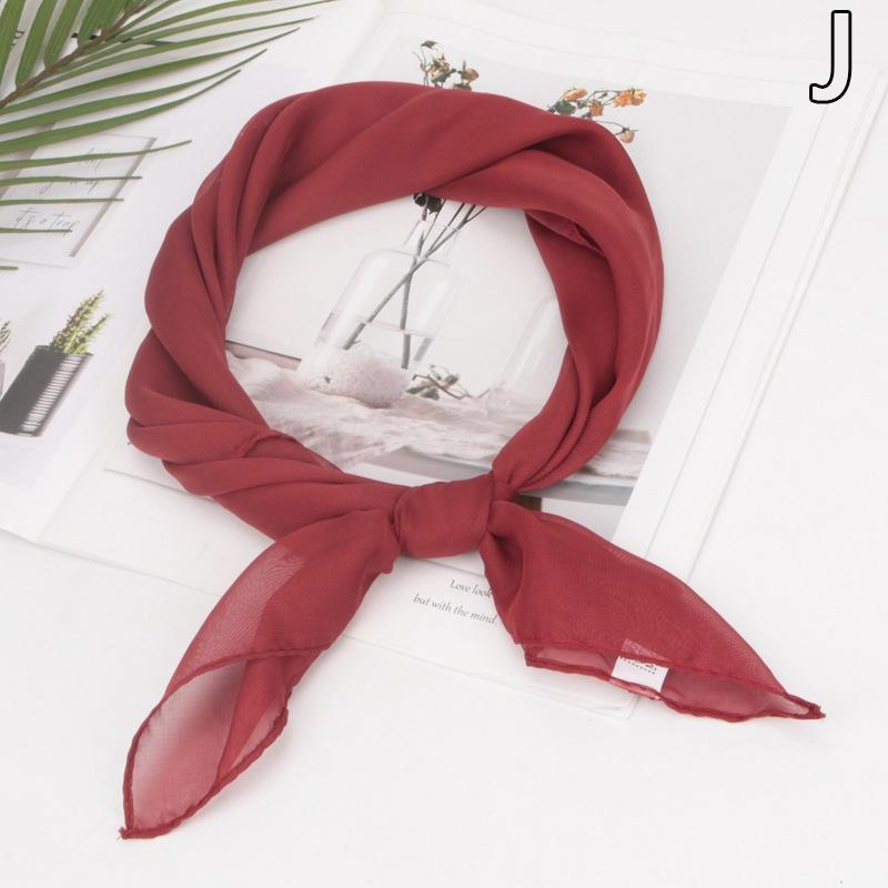 Sommer Mode Chiffon Einfarbig Schal Damen Kopf Hals Quadrat Schal Schals Weibliche Haar Krawatten Bands Halstuch Schals wein rot
