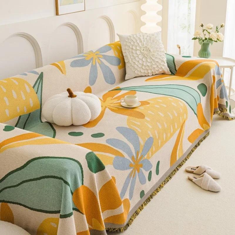 Boho Gewebtes Sofa Handtuch mit Quasten Klimaanlagen Steppdecke Couch Handtuch für Wohnzimmer Camping Picknickdecke Überwurfdecke 130X180CM