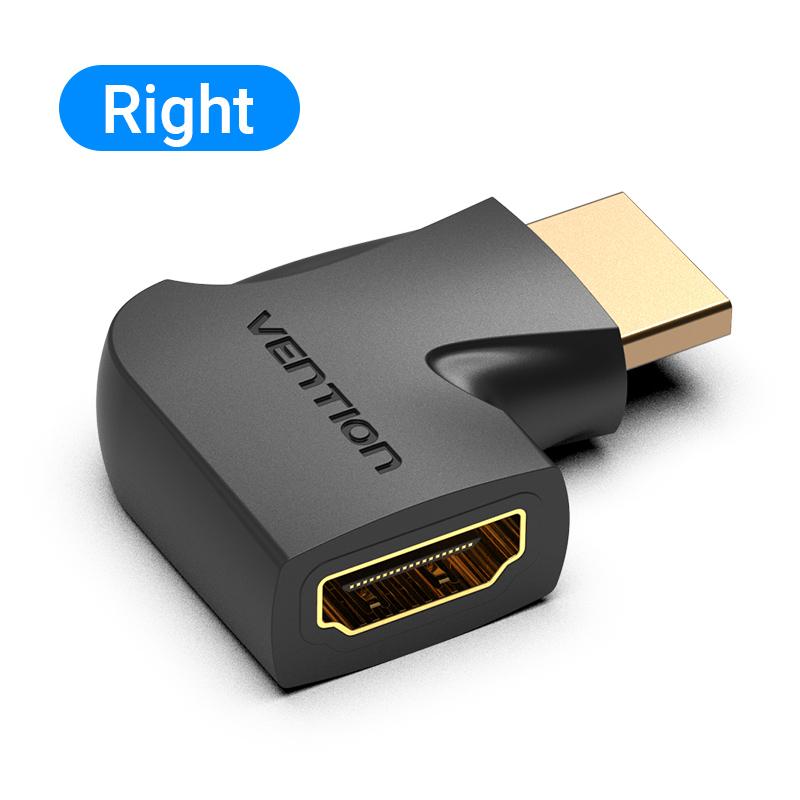 Vention HDMI-Adapter 270 90 Grad rechtwinkliger HDMI-Stecker auf HDMI-Buchse Konverter für PS4 HDTV HDMI-Kabel 4K HDMI 2.0 Extender Right schwarz