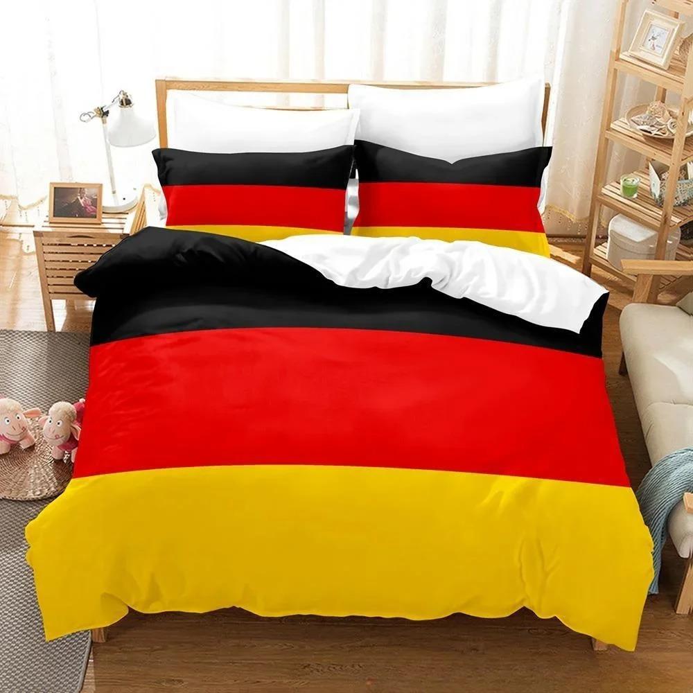 3D-Druck Deutschland Flagge Bettwäscheset Einzelbett Twin Full Queen King Size Bettset Erwachsener Kind Schlafzimmer Bettbezugsets Heimtextilien US Twin 173x218cm