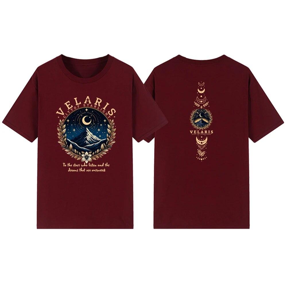 Velaris City of Starlight T-Shirt ACOTAR T-Shirt The Night Court T-Shirt Damen Grafik T-Shirts Vintage T-Shirt SJM Merch Shirt Top M bordeaux