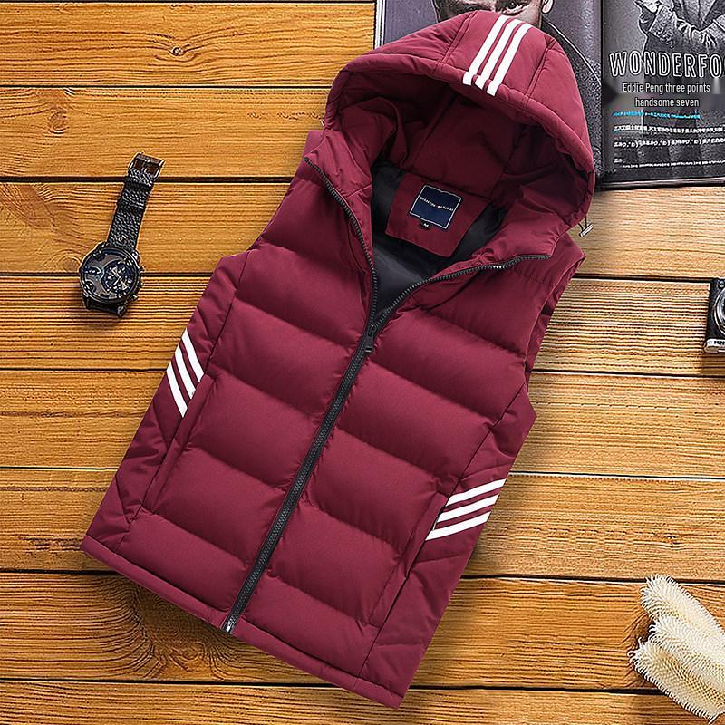 Große Marken Herren Kapuzen-Baumwolljacke - Bezahlbare, Warme, Slim Fit Weste für Herbst/Winter, Große Größen Verfügbar L rot