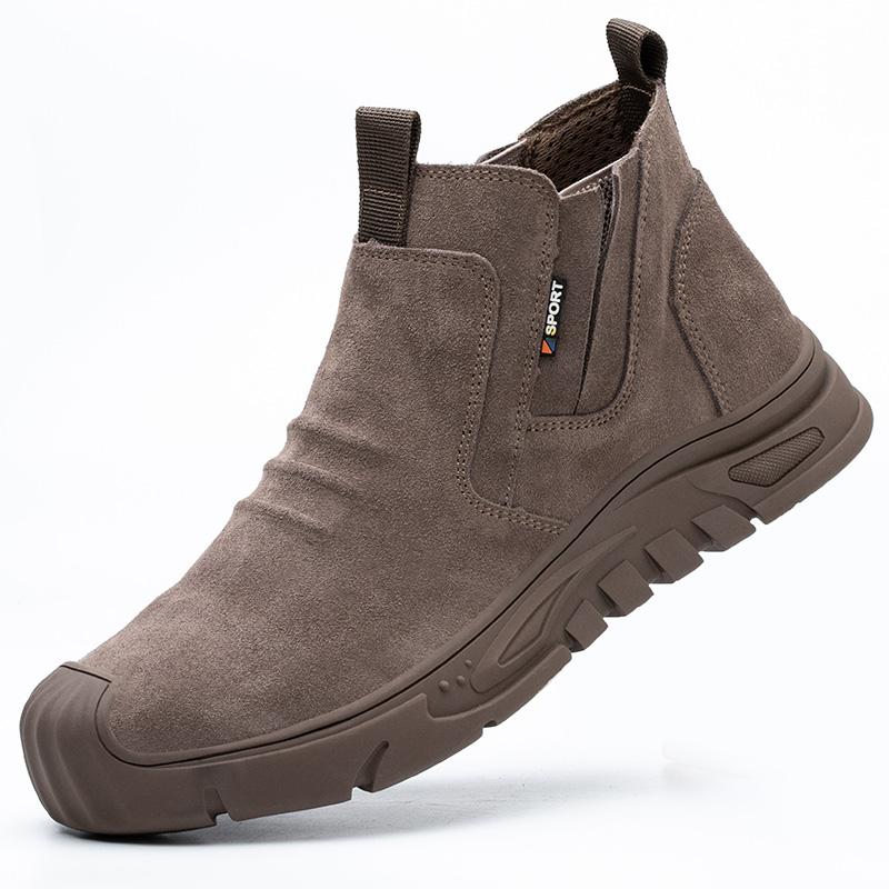 Arbeitsstiefel mit Stahlkappe, durchtrittsicherer Arbeitsschuh für Männer, unzerstörbare Arbeitsschuhe, Outdoor-Arbeitsschuhe, Sicherheitsstiefel für Männer 42 braun