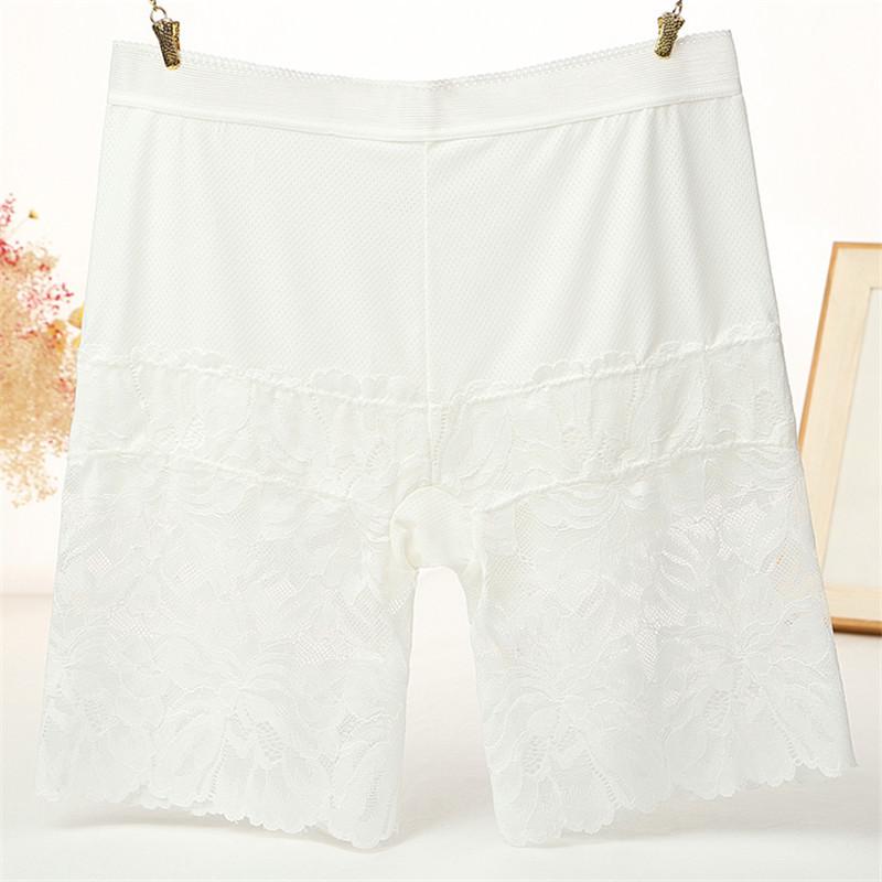 Nahtlose hohe Taille Shorts unter Rock Plus Größe Sexy Spitze Anti Chafing Sicherheits kurze Hosen Frauen Unterwäsche Höschen XL-65-80kg weiß