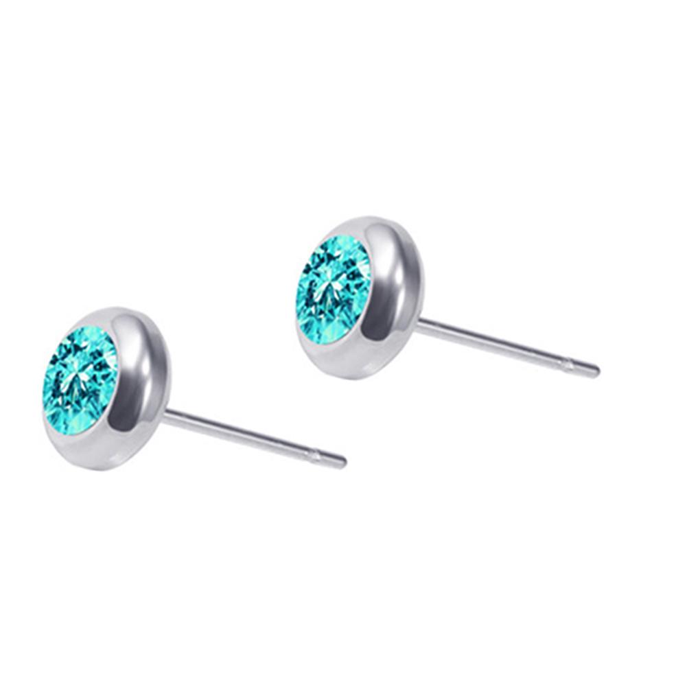Schmuck Geschenk Strass Unisex Edelstahl Ohrstecker Ohrringe Helix Piercing 8mm see-blaue