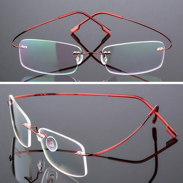 Titanlegierung Superelastische Randlose Brille Männer Frauen Unisex Rahmenlose Brillen Mode Business Brillen Schutz Auge rot
