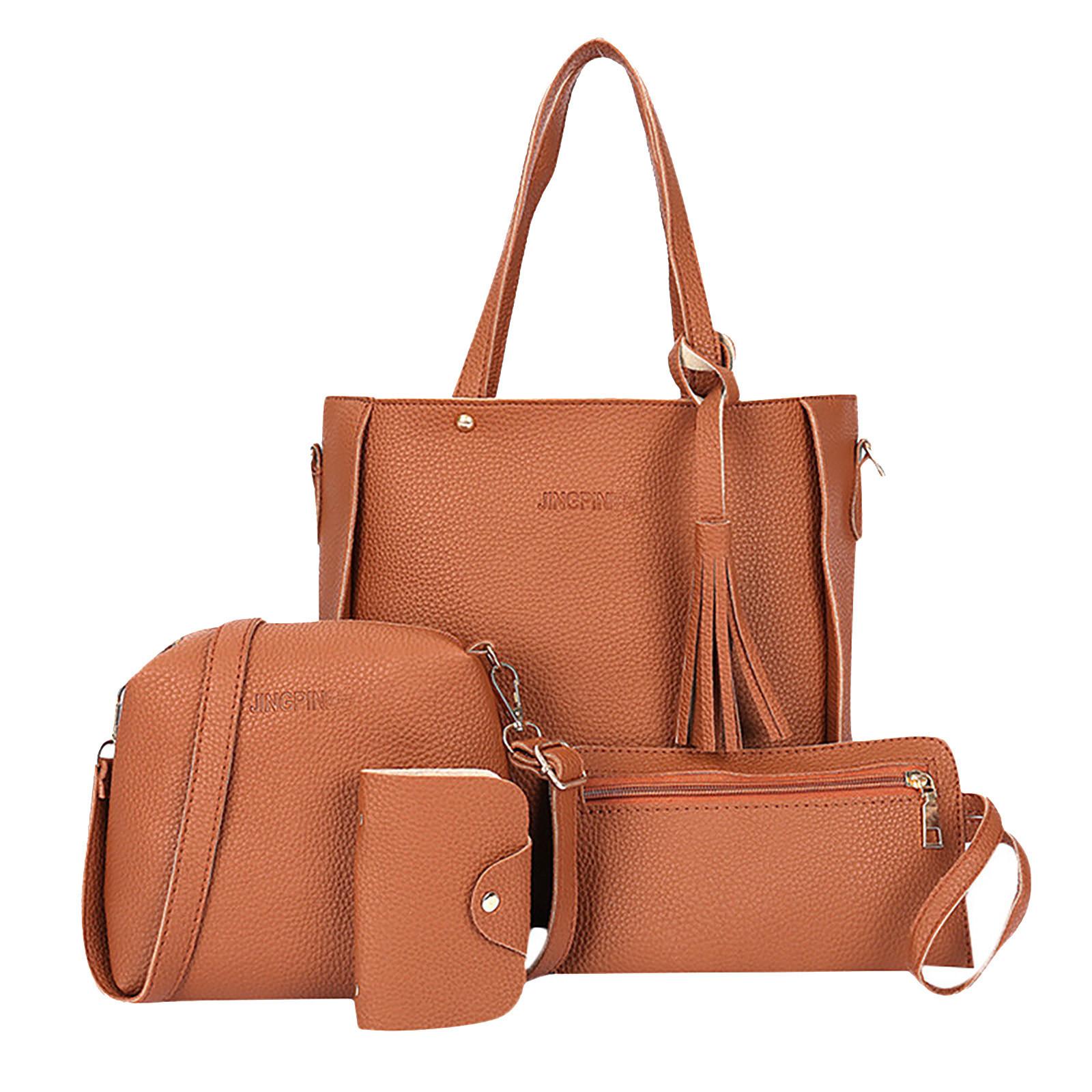 Frau Tasche 2021 Neue Mode Vier-Stück Schulter Tasche Messenger Tasche Brieftasche Handtasche M braun
