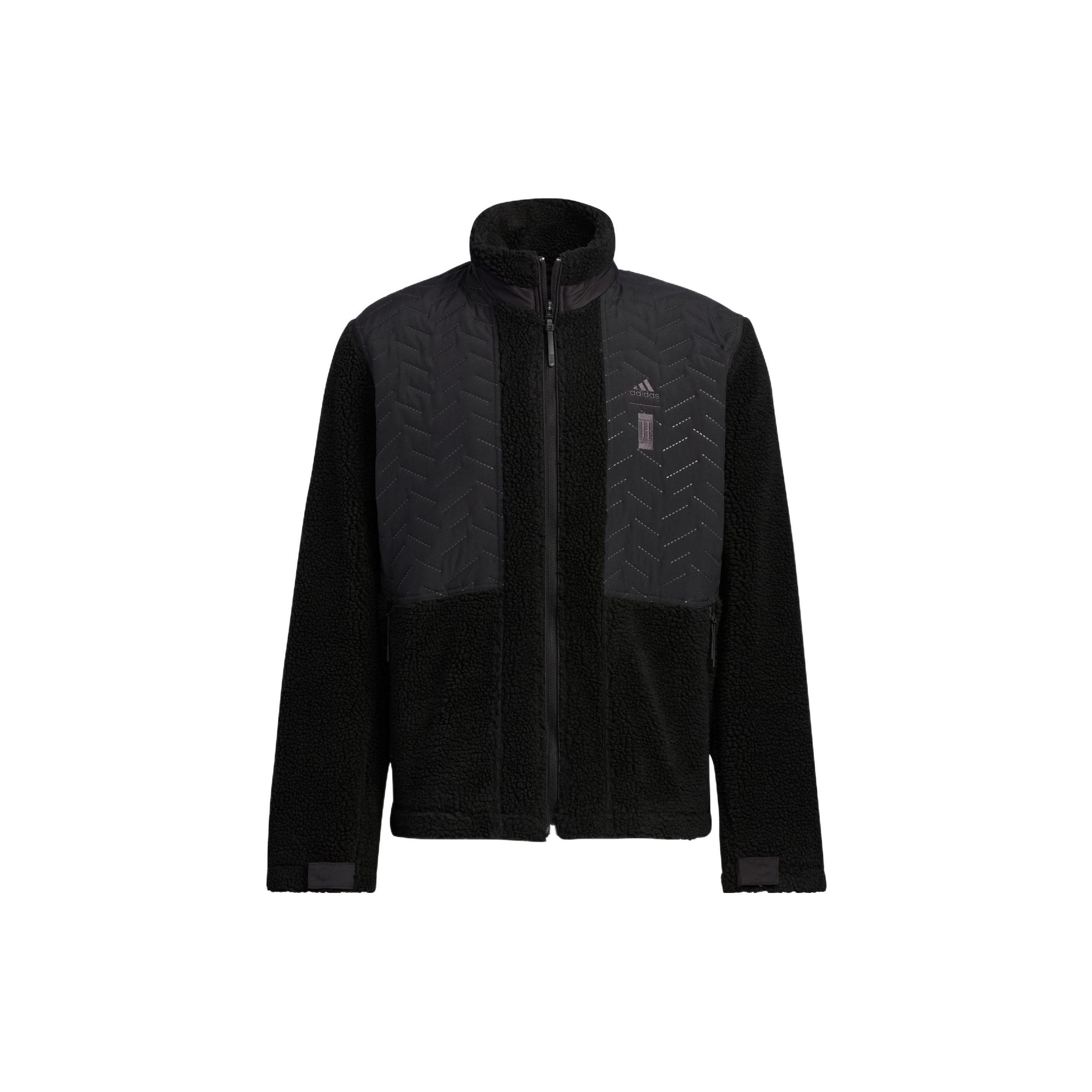 Adidas Einfarbiges Logo-Print Zip-Up Stehkragenjacke Herren Jacken Schwarz HN8958 L