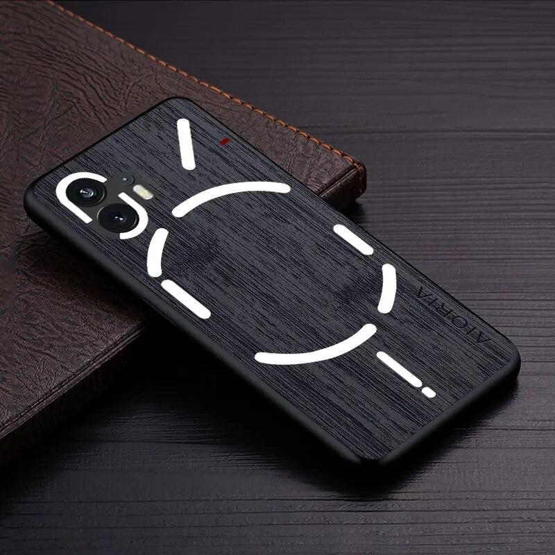 Hülle für Nothing Phone 1 2 Two Nothing Phone2 Funda Bambusholzmuster Leder-Telefonabdeckung Luxus-Coque für Nothing Phone 2 Hülle Nothing phone 2 cyanblau