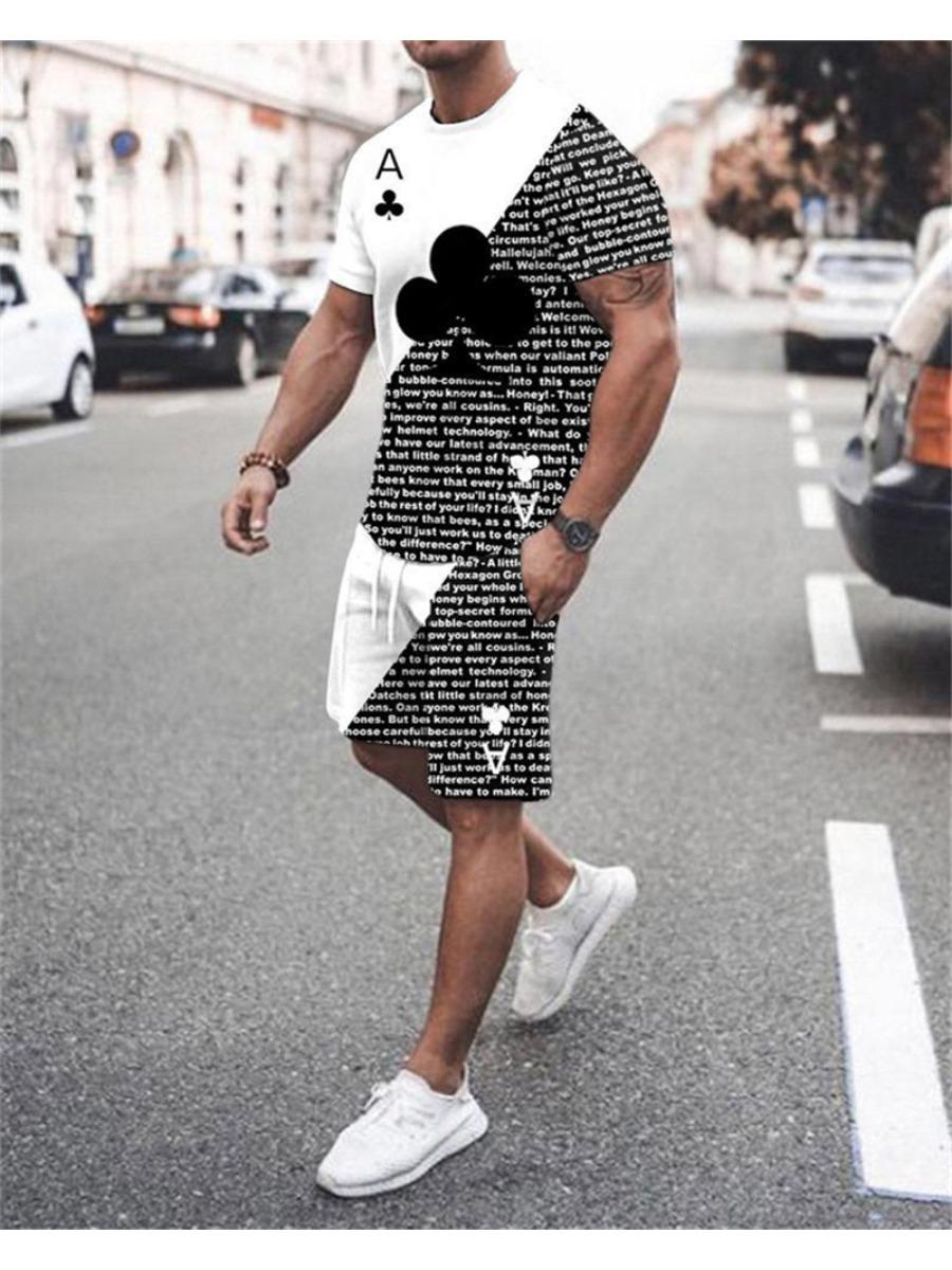 Herren Sportswear Trend Männer Sets 3D Gedruckt Trainingsanzüge Kleidung Casual Shorts + t-shirts Set Schweiß Anzüge Sommer Trainingsanzug Männer Sets 6XL white
