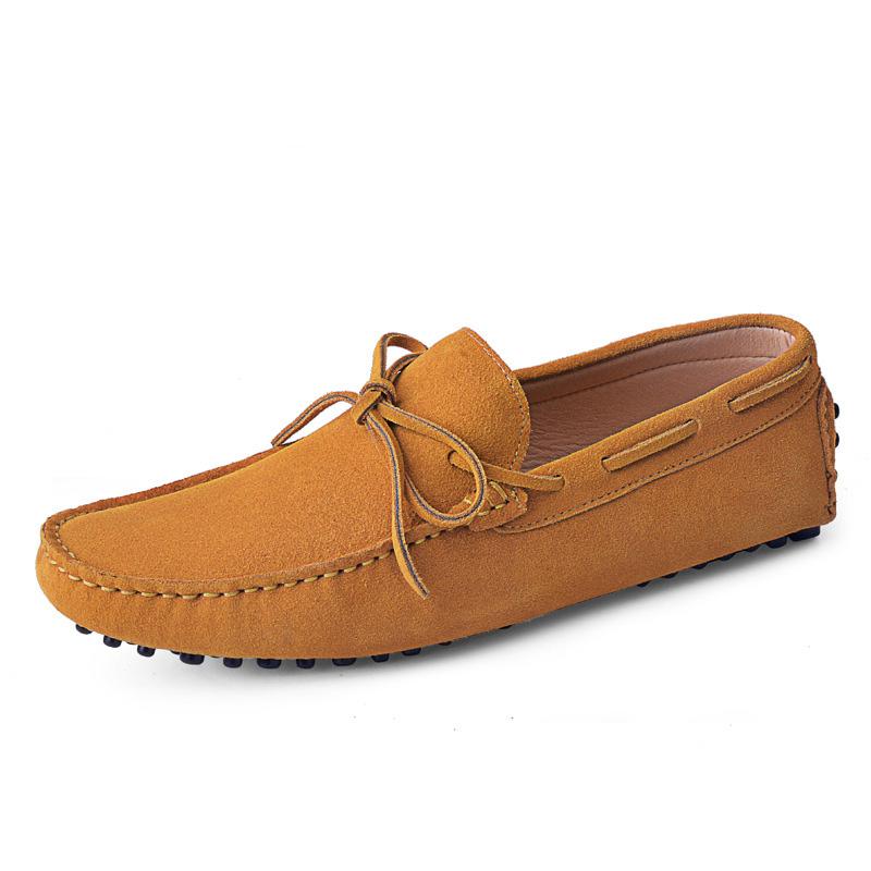 Mode Echtes Leder Herrenschuhe Nubukleder Herren Slipper Mode Übergröße Frühling Herbst Herrenschuhe Freizeitschuhe 9 Farben Größe 38-46 6.5 gelb
