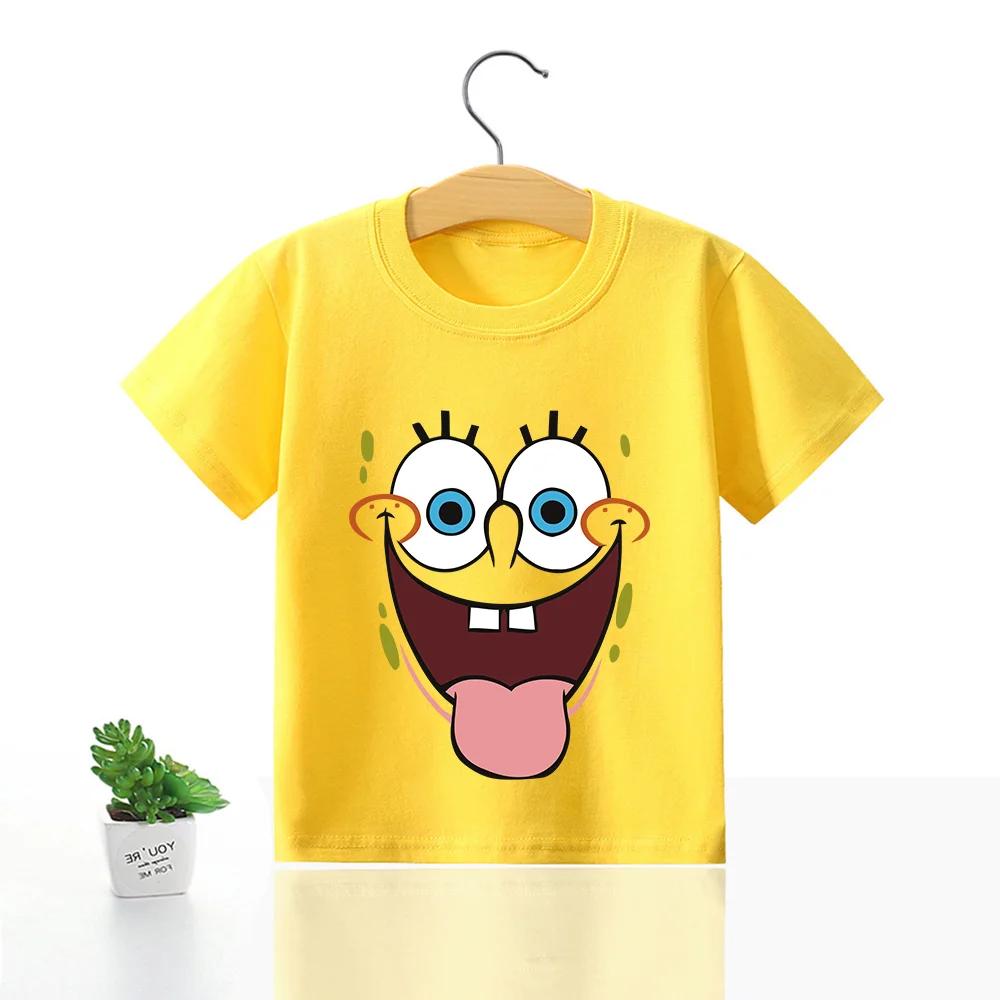 SpongeBobs Schwammkopf Kinder Kleidung Anime Sommer Kurzarm Niedlich Patrick Star Kleidung Baumwolle T-shirt Cartoon Kinder Tops 120