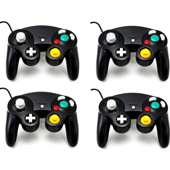 Lot de 4 manettes noires vibrantes pour console Nintendo Gamecube et Wii schwarz