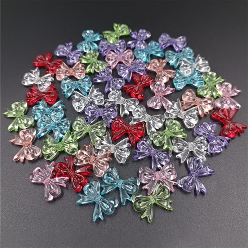 20 STK 15*19mm Acryl Perlen Accessoire Perlen für DIY Handgemachten Schmuck Ohrringe Accessoires Schmuck Multicolor Transparent Schleife Material Handmade