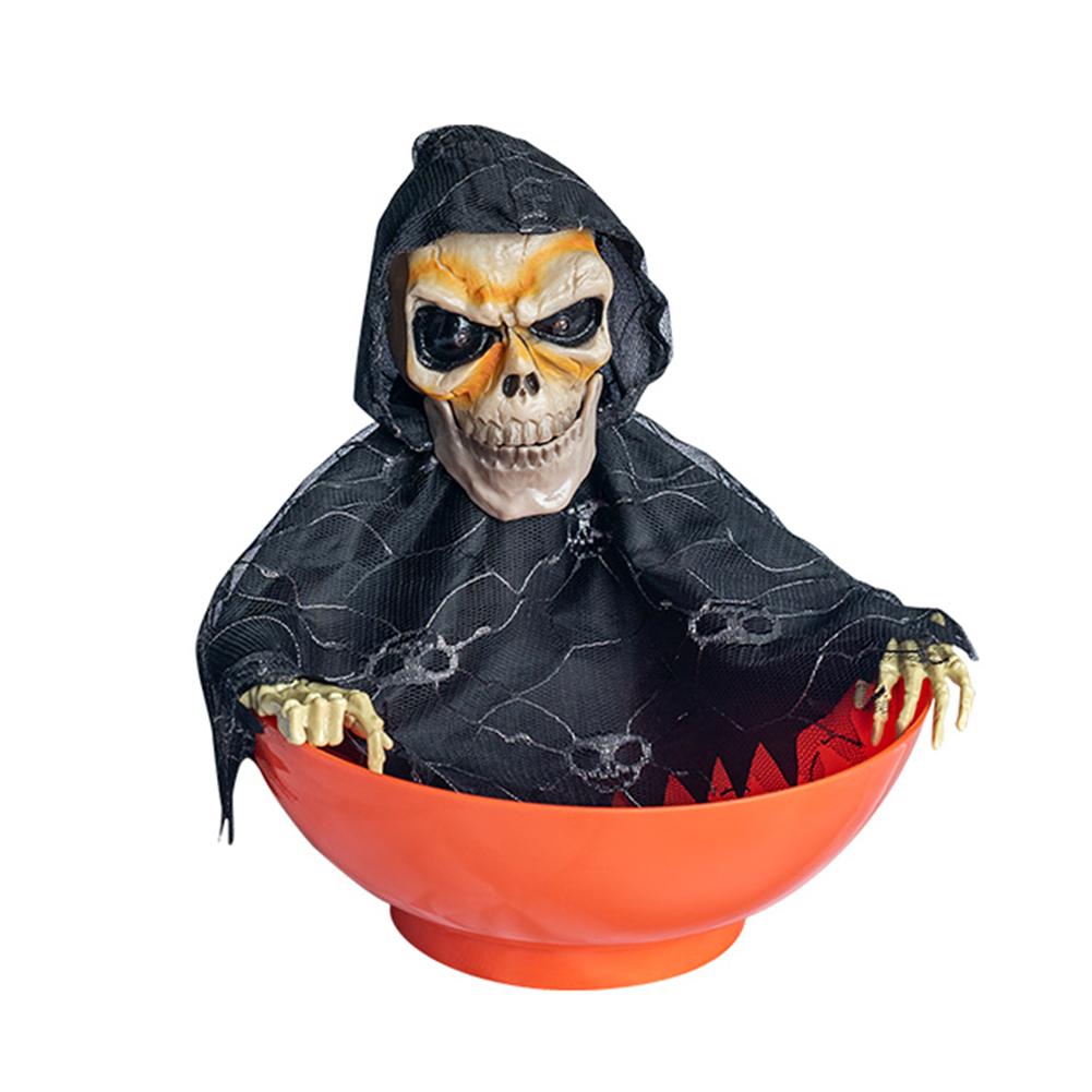 Halloween Dekoration Elektrische Frucht Süßigkeiten Schüssel Beleuchtet Sensorisch Schwingend und Sprechend Elektrisches Skelett Spielzeug No. 6 Black Mesh Clothes