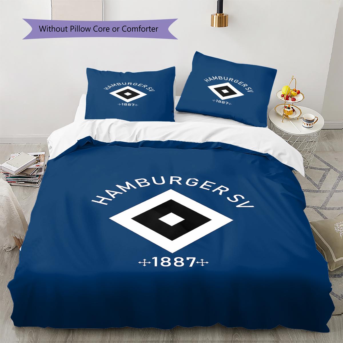 HSV Muster Bettwäsche, Steppbett Set Bettbezug Kissenbezug Zuhause Geburtstagsgeschenk (1 Bettbezug + 2 Kissenbezüge, ohne Füllung) 200x220cm